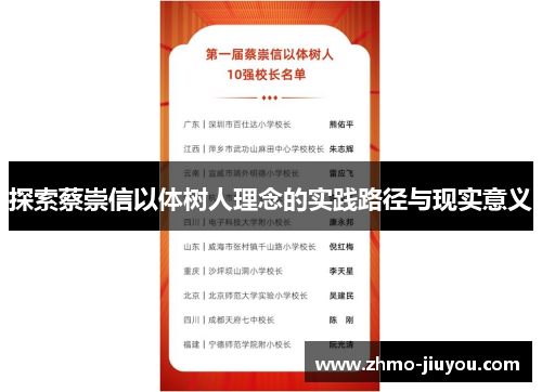 探索蔡崇信以体树人理念的实践路径与现实意义 探索蔡崇信以体树人理念的实践路径与现实意义
